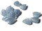 12 8mm x 6mm Blue Moonstone Leaf Cabochons - Tiny Little Leaves - Vintage Czech Glass Cabochons